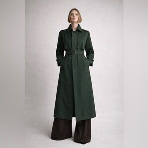 VINTAGE - Forest Green Trench Coat with Wool Lining